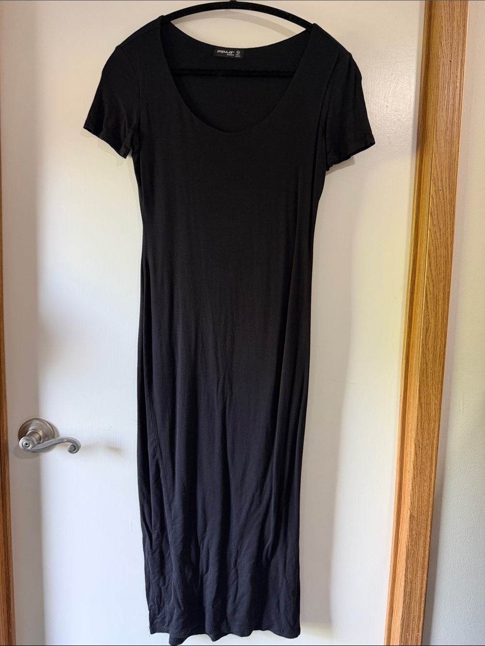 Popular Basics Black Scoop-Neck Maxi Dress